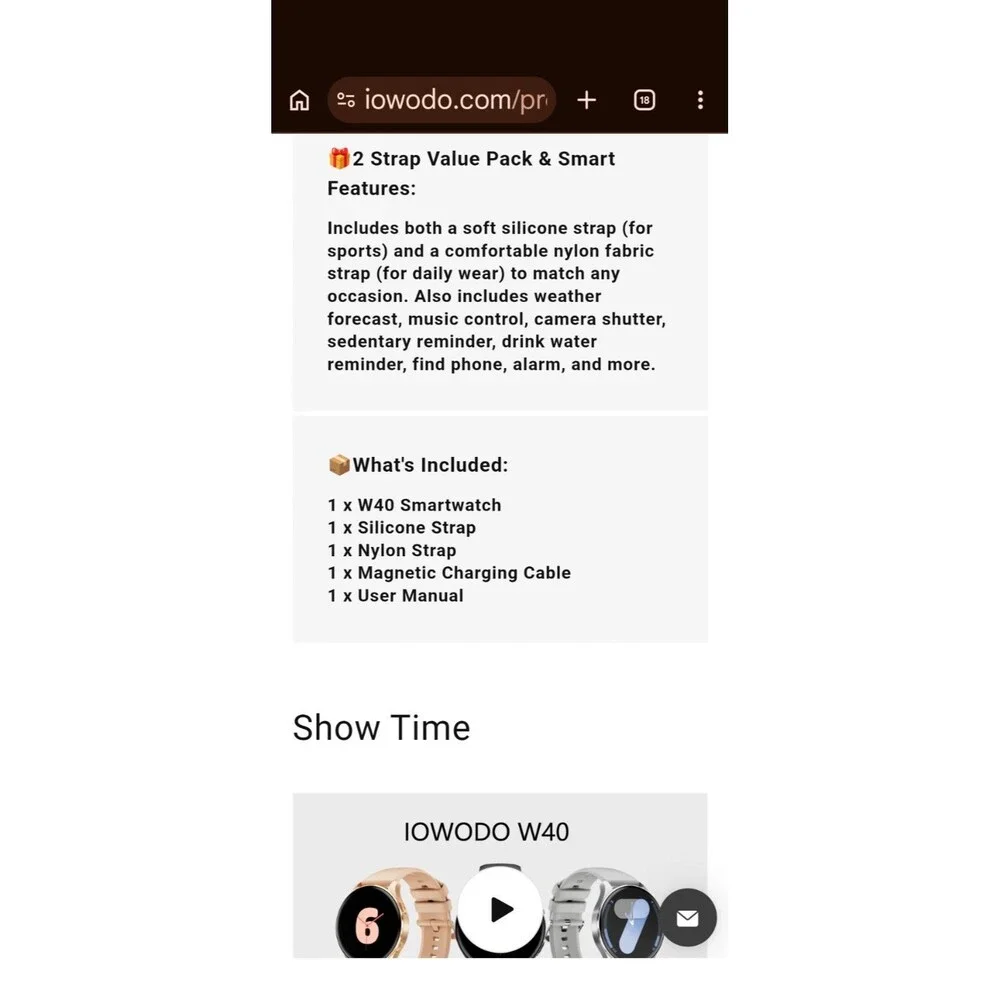 Smart Watch W40 By IOWODO